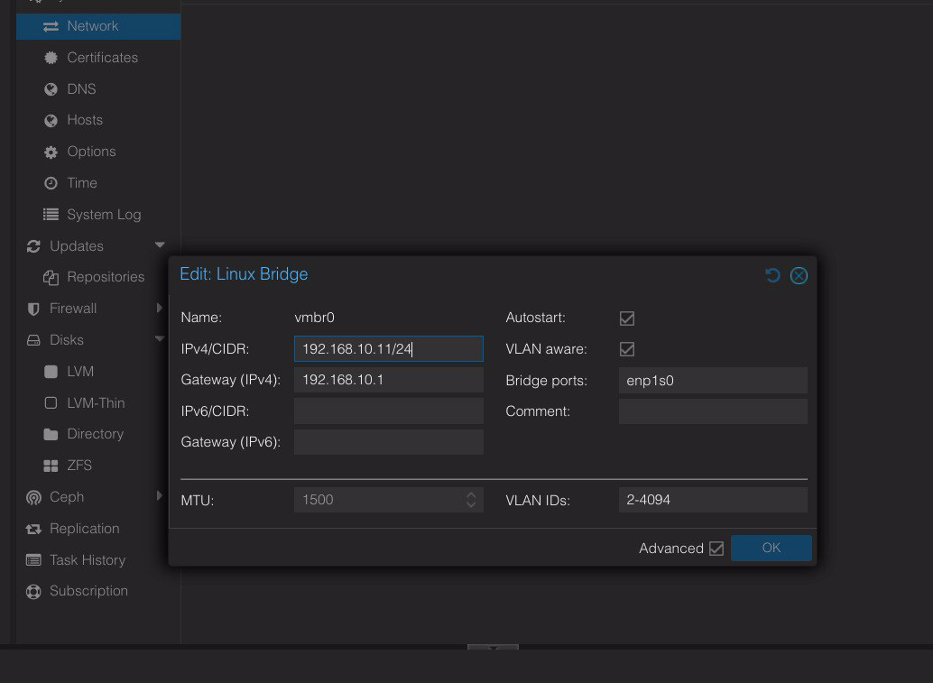 Bridge vmbr0 VLAN-aware Proxmox